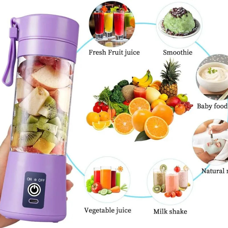 Mini Liquidificador Portátil Shake Take Juice Cup 6 Lâminas Recarregável